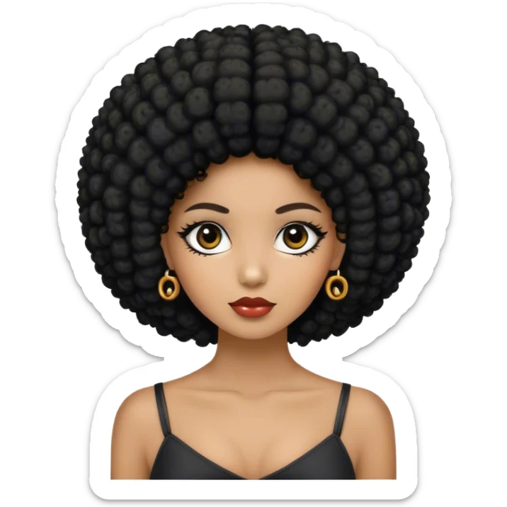 Crea una imagen de una chica con lentes cabello afro con dos colistas en el cabello tonalidad negra    sticker