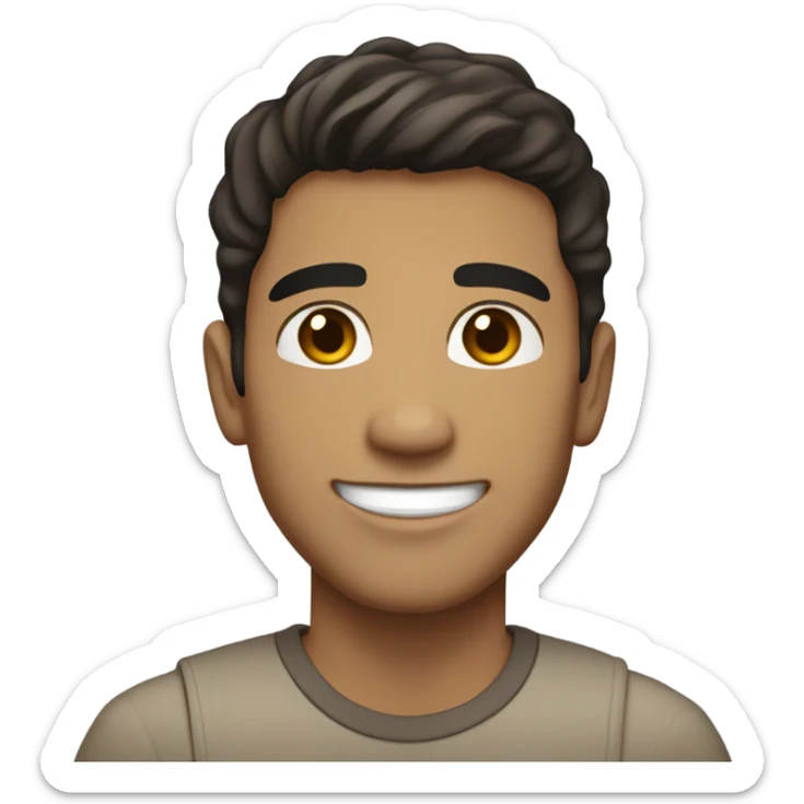 Tall Hispanic young man smiling with light brown skins and dark hair and a little bigger sticker