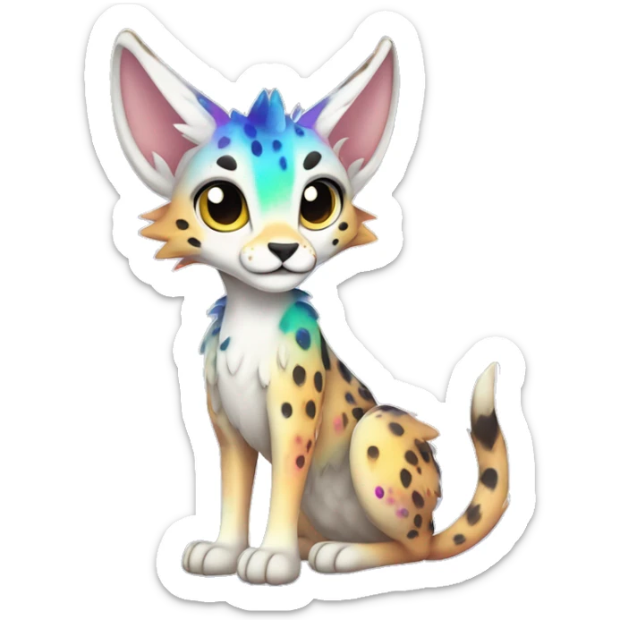 Cute Kawaii Epic Ethereal Sparkly Colorful Sergal-Serval-Vernid full body sticker