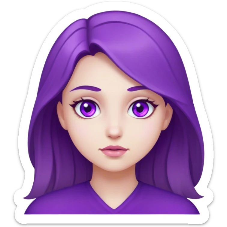 Girl wearing purple with purple eyes sticker