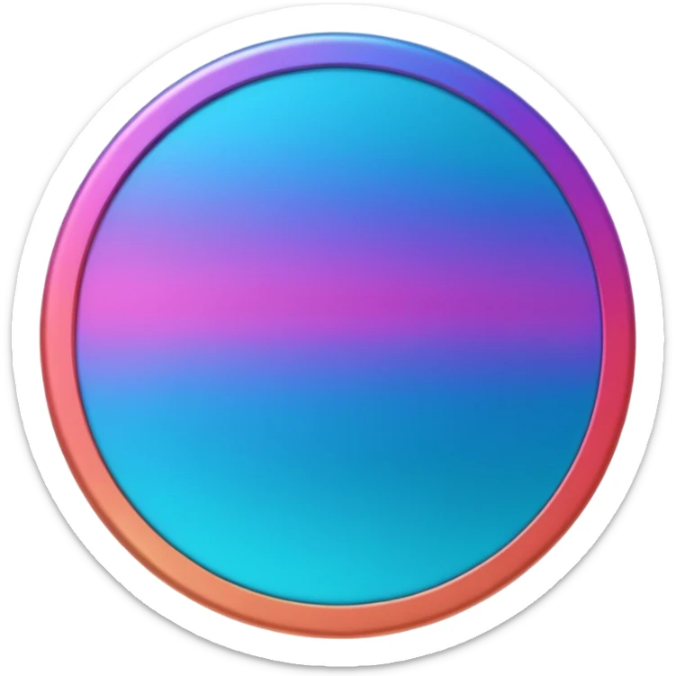 
One  3d coin color in in gradient of turquoise, blue, pink, purple, and coral sticker