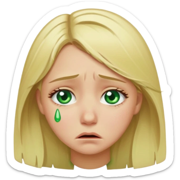 the girl is that criying she has green eyes and blondhair  sticker