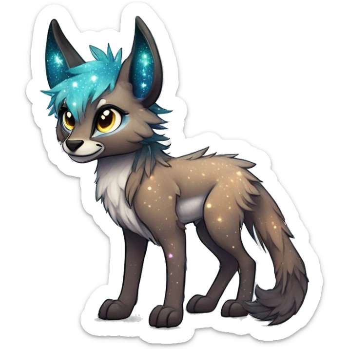 Cool cute Kawaii edgy fantasy animal sparkle fursona Fionbri creature by griffsnuff & LiLaiRa & Falvie full body sticker