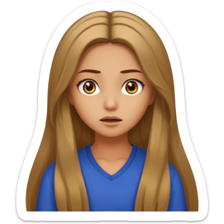 pretty long hair girl middle parted, amazed, good clothes, tanned, baddie sticker