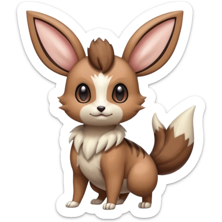 Meloetta-Eevee-Minccino-Furret-Pokémon-Fakémon-fusion-creature sticker