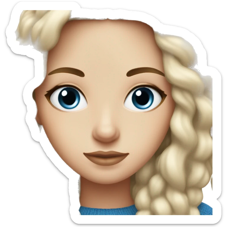 White girl with brow hair and blue eyes autumn cozy sticker