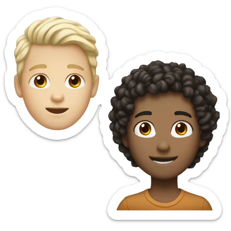 White boy with brown curly hair a white girl with black hair  sticker