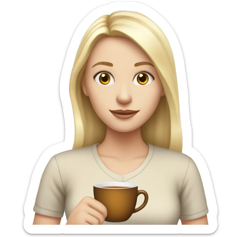 White girl blonde girl holding cup of tea sticker