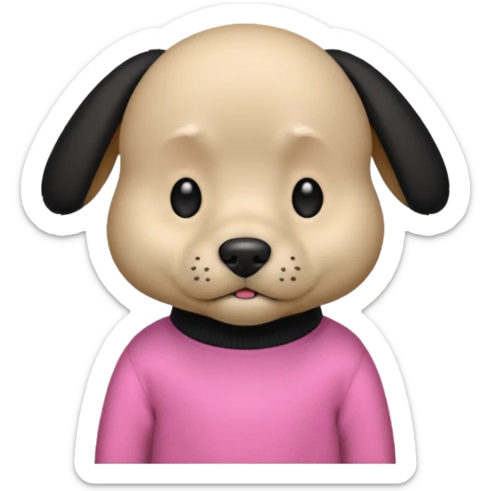 Udělat emoji z mého psa s růžovým svetrem má černou srst a má docela malý obličej  sticker