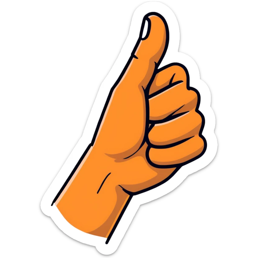 A thumbs up hand with dark skin that transitions to light skin at the wrist sticker