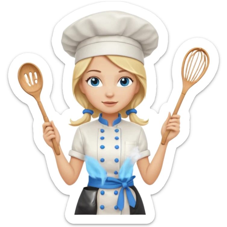Full body 
Sexy Long Blonde hair blue eyed female chef sticker
