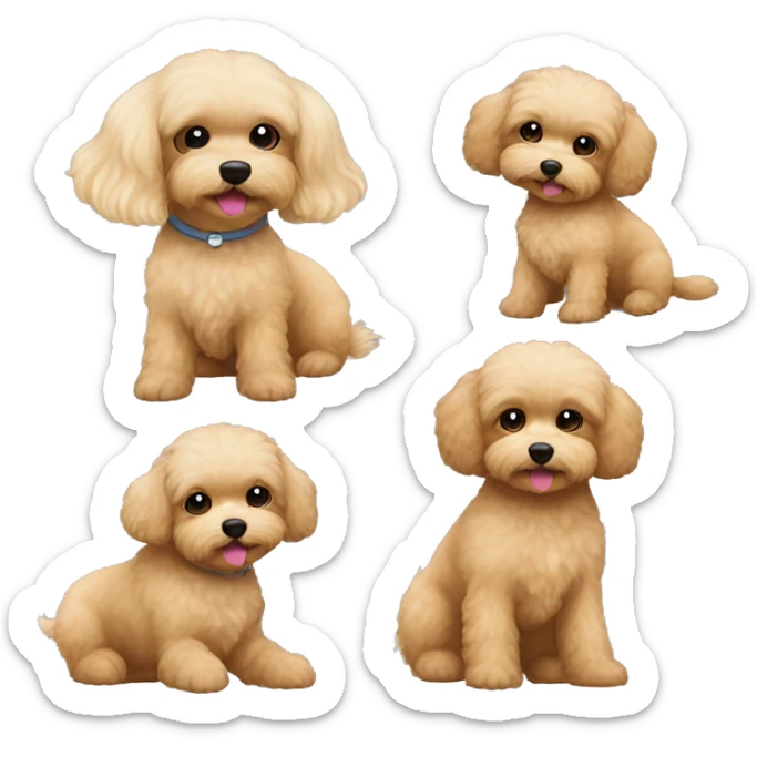 Brown dog maltipoo with girl girl have a blonde hair sticker