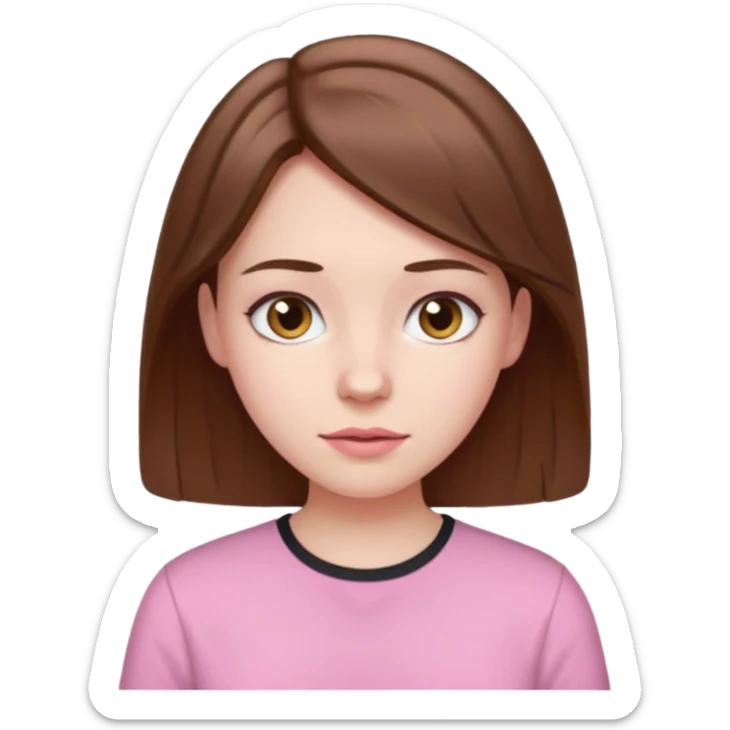 Pale girl brown hair and wearing pink and white shirt sticker