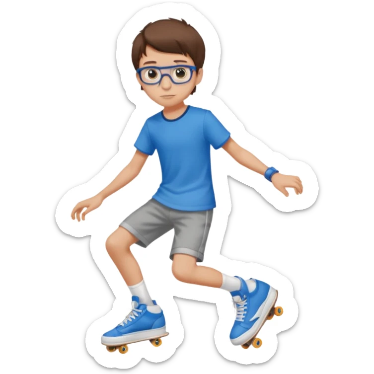 adolescent garçon taille moyenne corpulence maigre cheveux chatain court yeux bleus lunettes photo de pieds style skater sticker