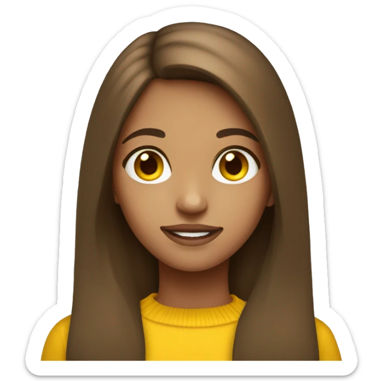 Girl with long brown hair wearing a yellow jumper sticker