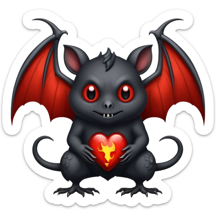 Monstre a corp craquelé fait de lave avec des ailes de chauve-souris et un tête de pierre carbonisé avec une mâchoire carré  sticker