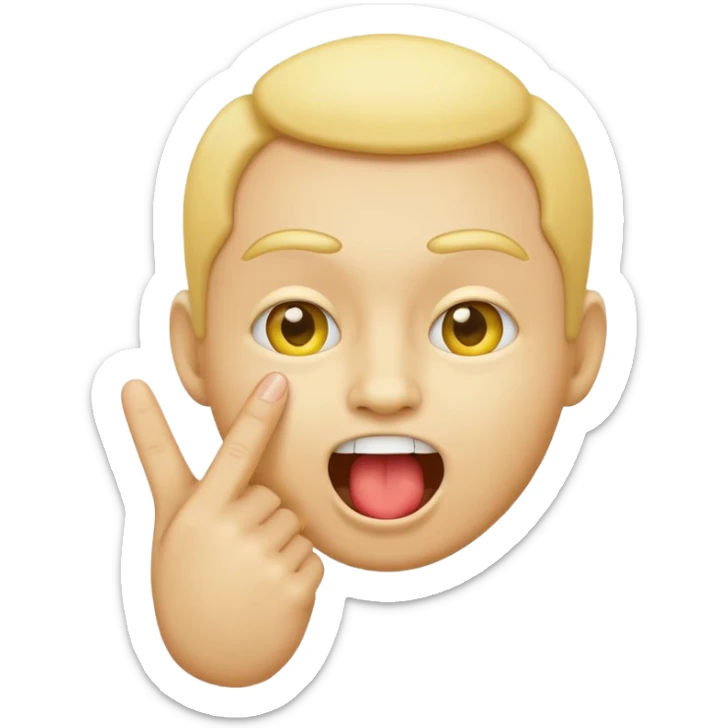 please create an emoji of the yellow face emoji kind of it bitting its index finger with a cheeky expresion sticker