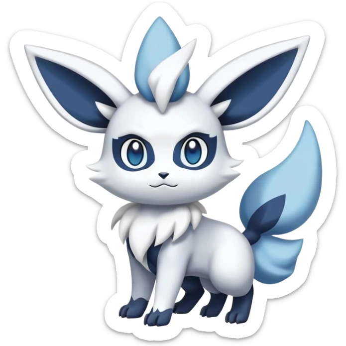 Meowstic-Absol-Minccino-Glaceon-Pokémon-Fakémon-hybrid-creature (full body) sticker