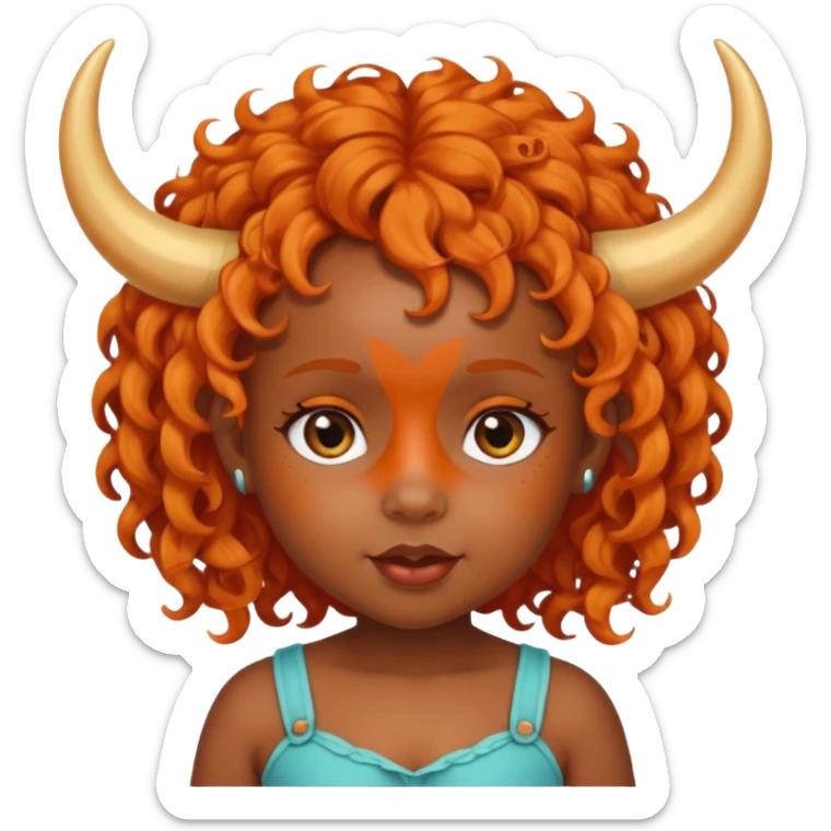 black baby girl with horns and orange hair sticker