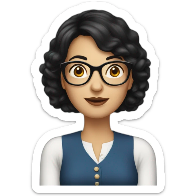 50 year old french women with black hair and rond glasses sticker