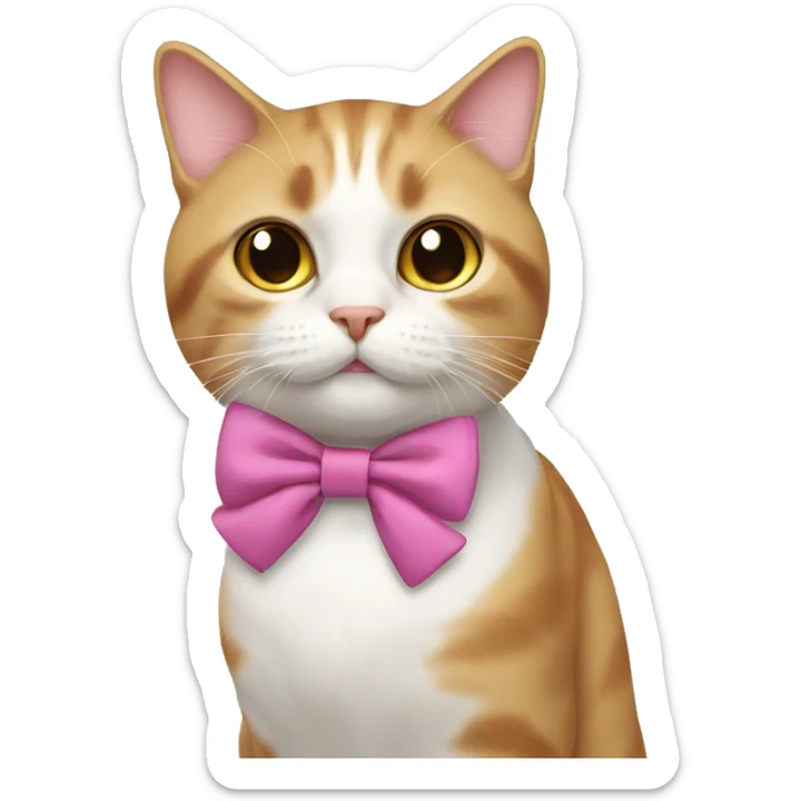 cat wearing a bow sticker