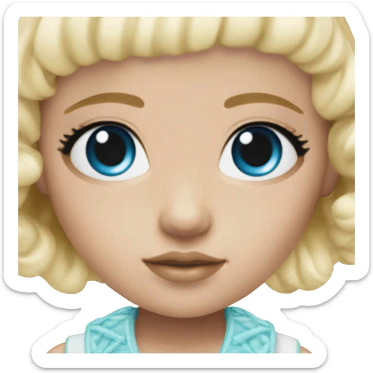 ocean blue doll eyes, blonde hair, feminine, pink, girl, angelic sticker
