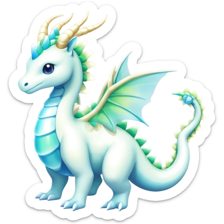 Exotic Rare Shiny Epic Ethereal Meganium-Amaura-Aurorus-Dragonair-hybrid, full body sticker