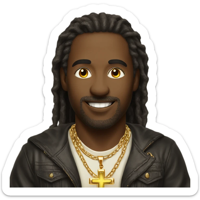 male portrait indoors with necklace wearing a gold crucifix exited about selling solar sticker