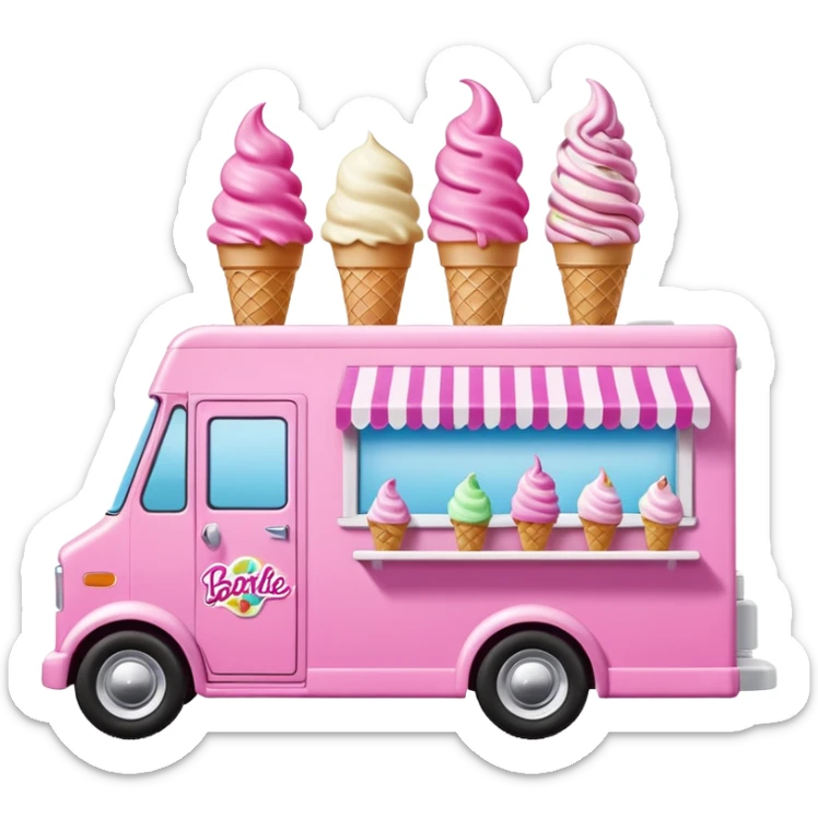 Barbie’s 1973 expanding ice cream house dream food truck  sticker
