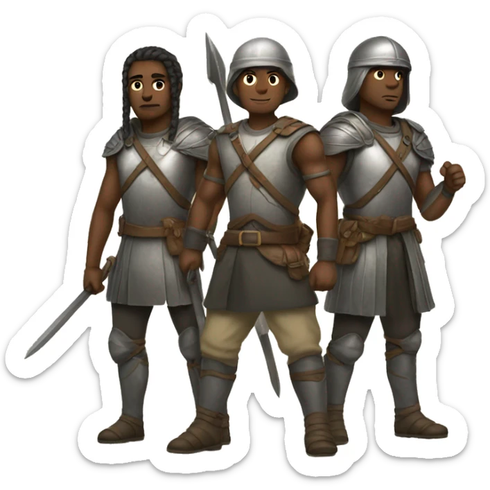 3 people off to battle sticker