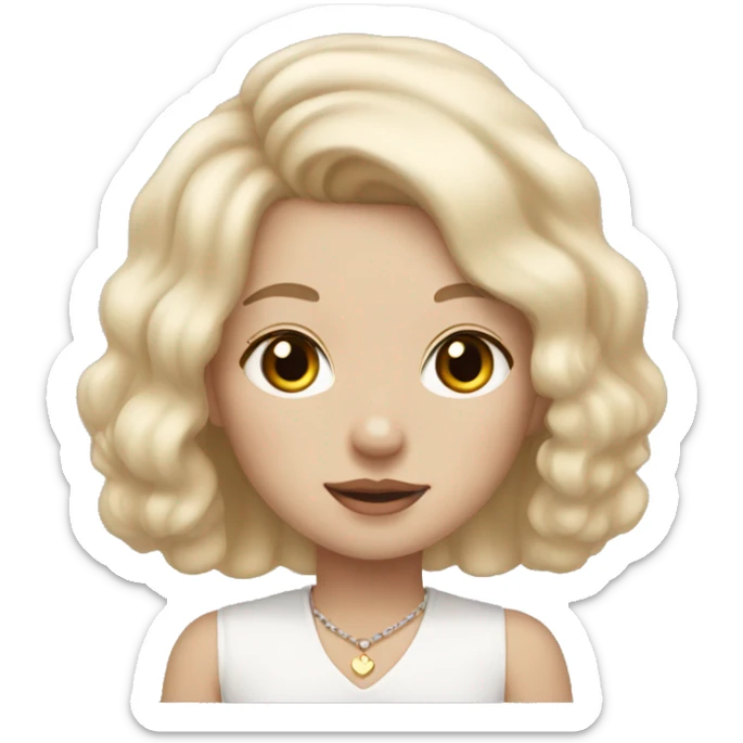 Girl with blonde hair and light eyes with little bichon frise with black ears sticker