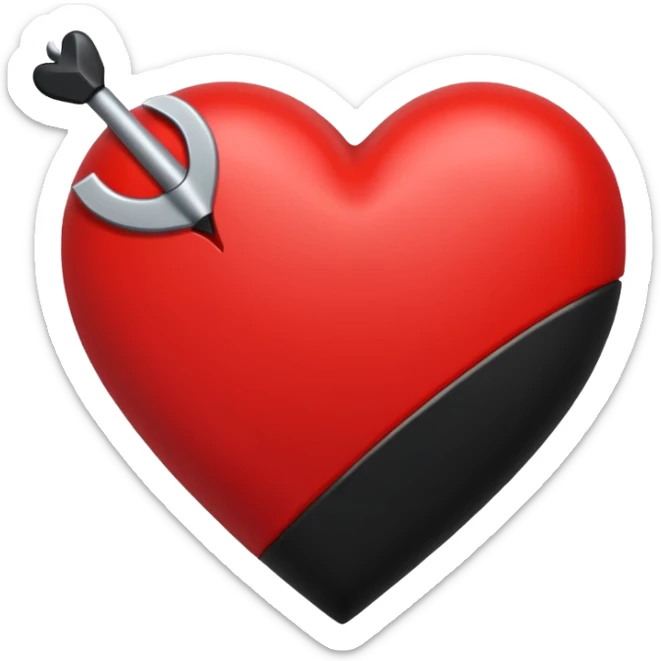 Corazón negro con una flecha,q sea todo negro el corazón y la fecha color roja nada más. sticker