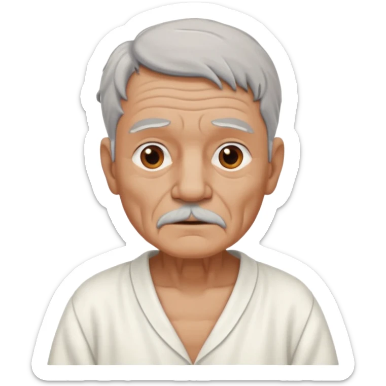 An old man made out of clay and wearing a white nightgown sticker