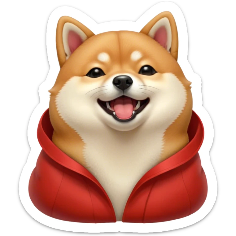 Cinematic Cute Yawning Shiba Inu Portrait Emoji, Head tilted slightly with a dramatic, wide-open yawn, showcasing a vibrant red coat with a soft creamy underbelly, floppy ears slightly drooping, round brown eyes barely open in drowsy contentment, Simplified yet irresistibly adorable features, highly detailed, glowing with a soft, cozy glow, high shine, relaxed yet expressive, stylized with a touch of whimsy, bright and endearing, soft glowing outline, capturing the essence of a sleepy yet affectionate companion, so drowsy it feels like it could stretch out of the screen and curl up for a nap! sticker