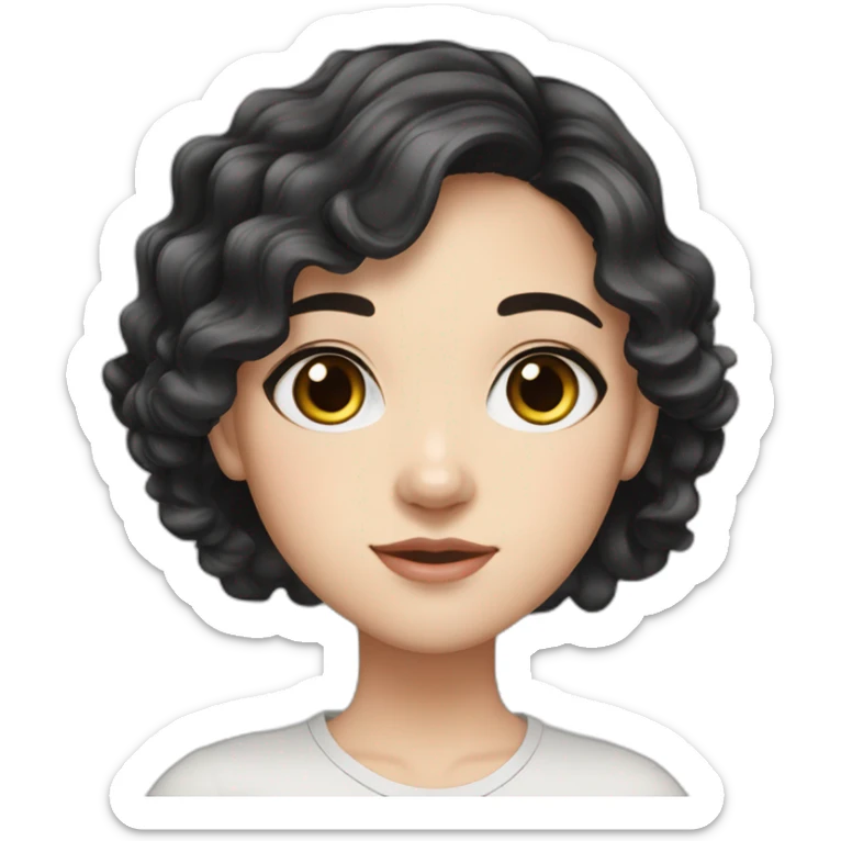 Beautiful girl,Black hair,wavy hair，long hair,White skin,oval face,big eyes,Black eyes,Chinese sticker