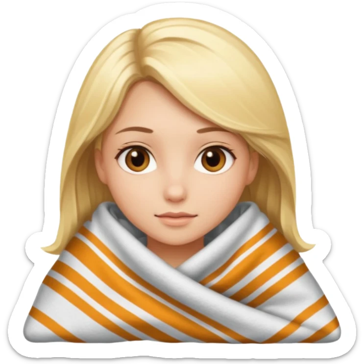 Chica rubia de ojos café y con una manta por el frío  sticker