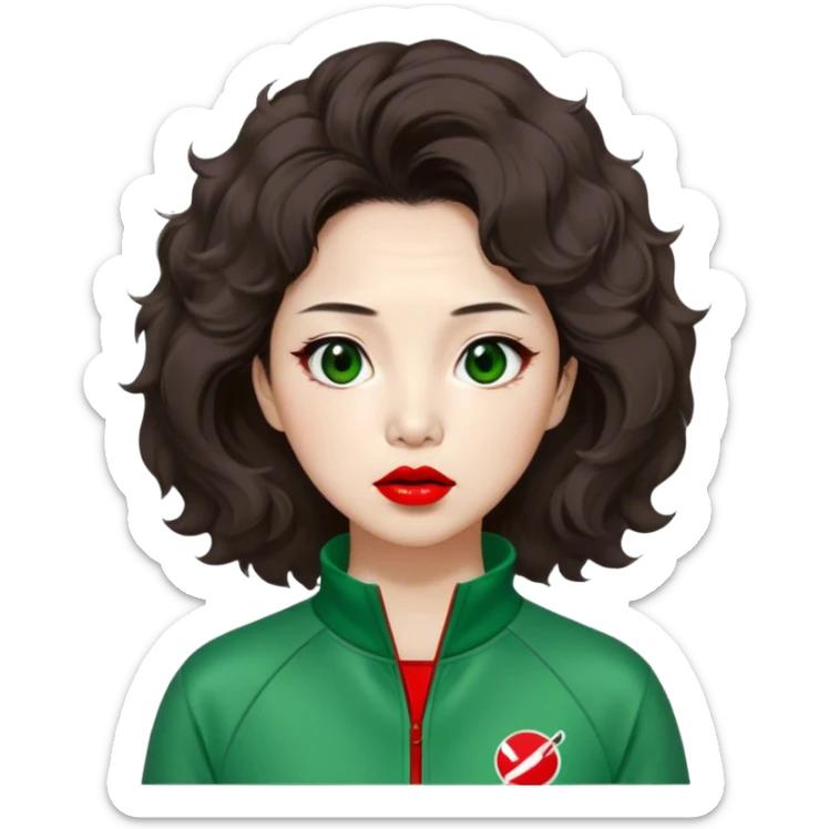 Han Mi-nyeo : Age: Late 60s
Appearance: A middle-aged woman with wrinkles, frizzy, messy dark brown hair and dramatic red lipstick.
Outfit: Green player tracksuit sticker