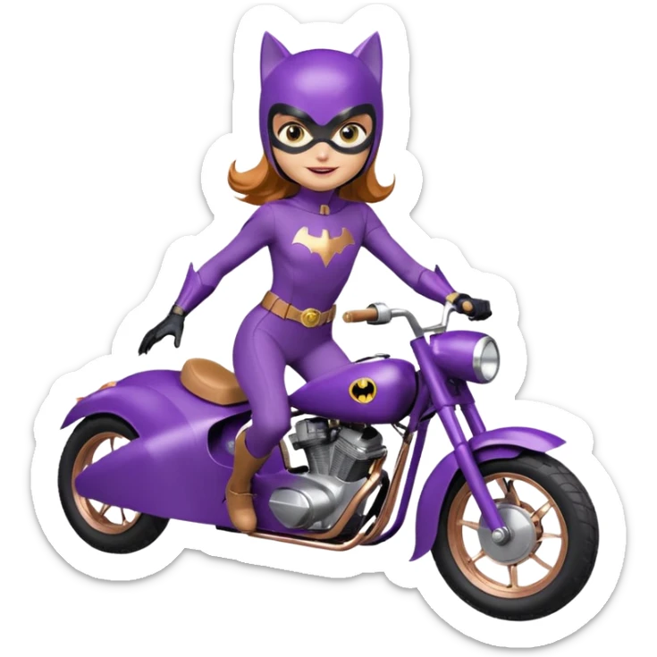 Hot full size real-appearance racing action BatGirl’s purple tights sixty’s tv show 1932 stealth retro cat burglar sporty petite off-road pursuit mobile cruiser car rose gold accents (reclined and relaxed seating position and attitude) sticker