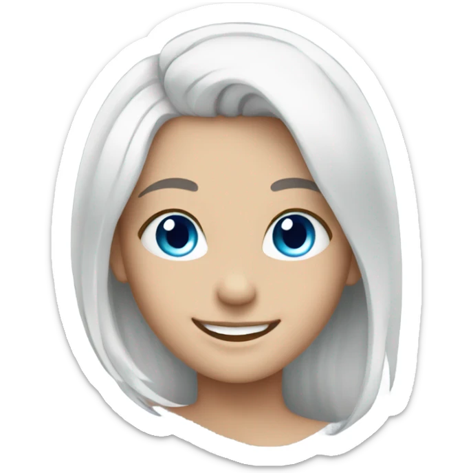 smiling girl with white hair blue eyes sticker