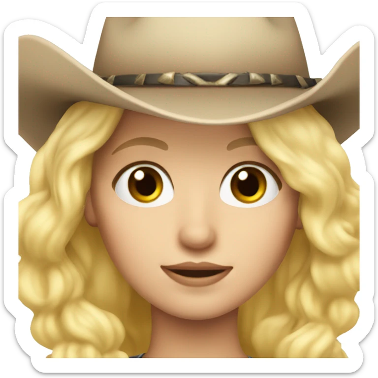 White girl with blonde hair and cowgirl hat  sticker