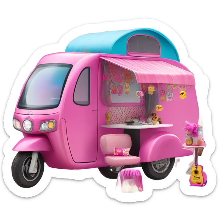 Barbie dream house Caravan motorbike tuk tuk  sticker