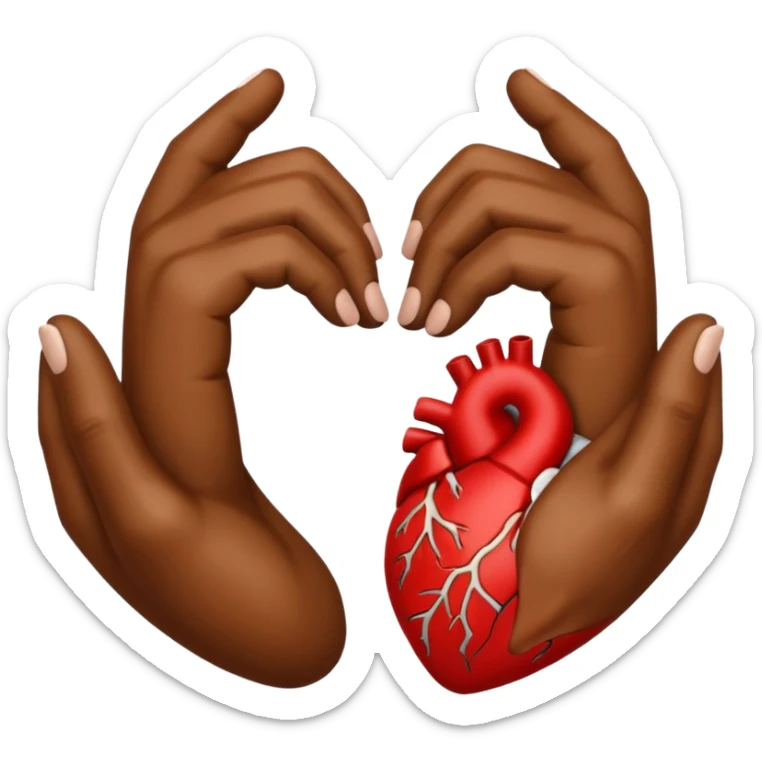 Je veux l'emoji main en cœur 🫶🏾 avec une main marron et une main blanche, deux mains qui forment un coeur sticker