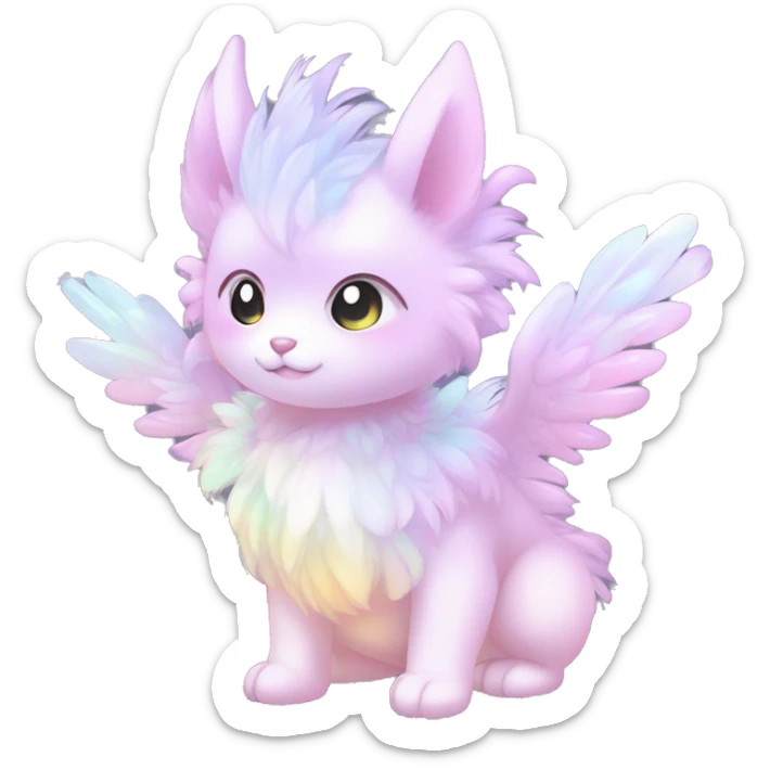 Shiny Innocent Shy Baby Sparkly Colorful Pastel Fluffy beautiful fantasy Kawaii Ethereal Sona Fakemon-animal Full Body sticker