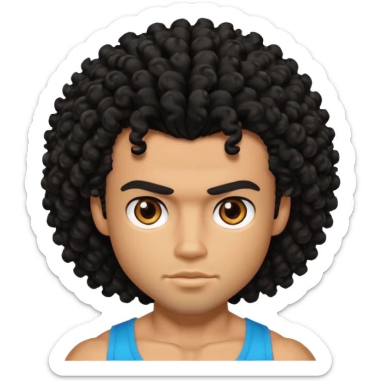 a pretty bratz guy with curly black hair with big muscles and shaggy hair  sticker