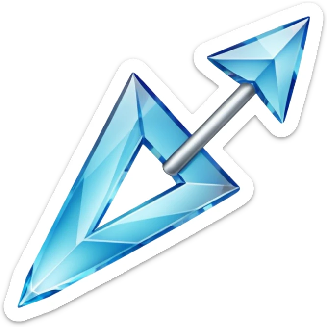 An upward arrow in the form of a crystal, with the caption "top" underneath it sticker