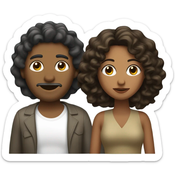 Mujer de pelo chino y cafe beso con hombre pelo negro sticker