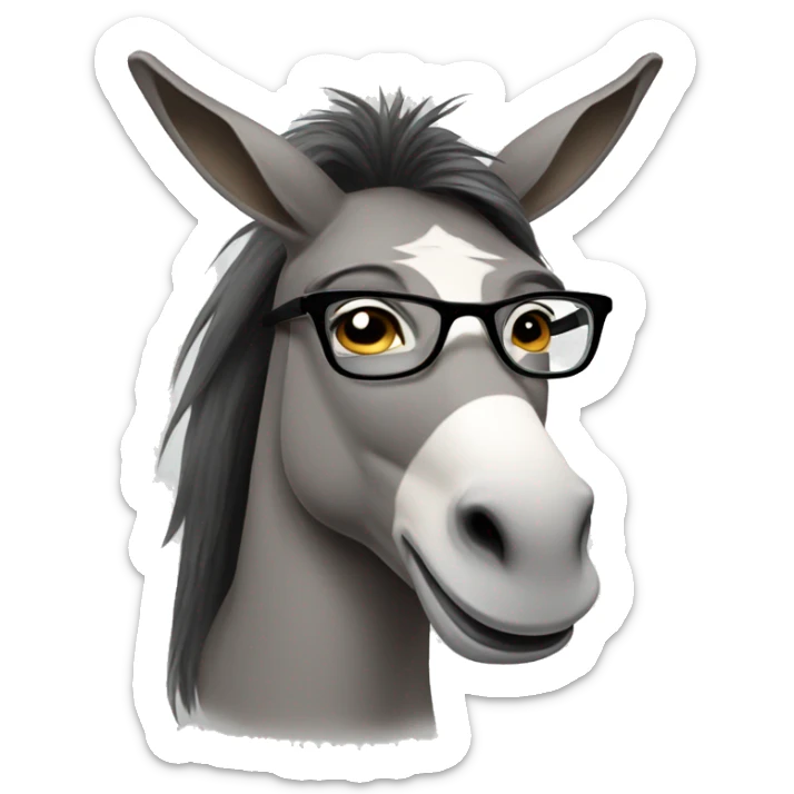 lazy female donkey with glasses and long hair and lipstick sticker