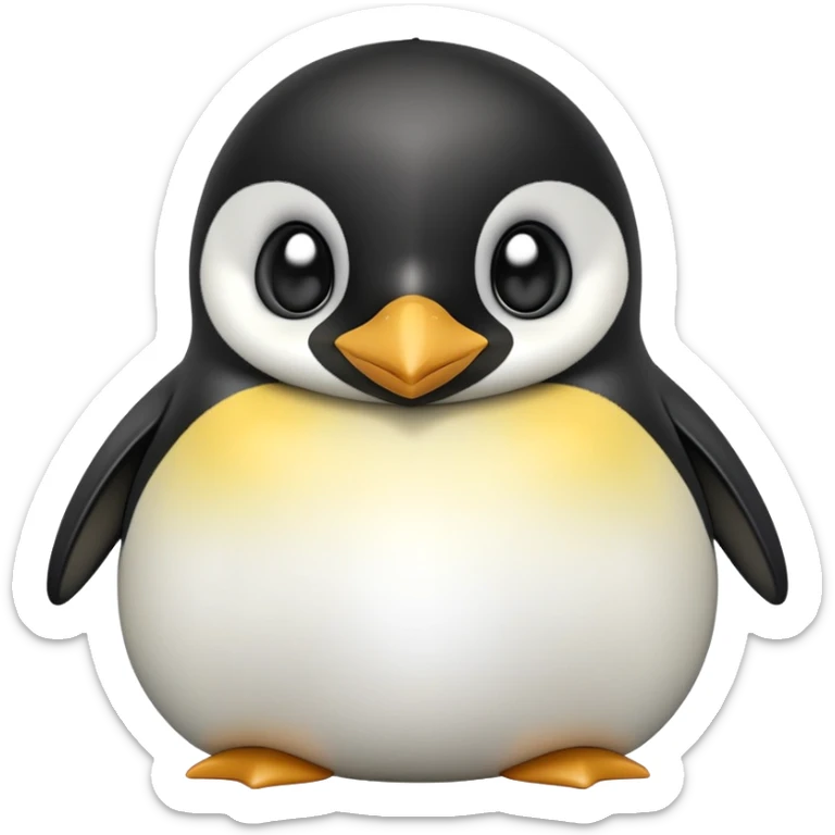 cinematic-cute-emperor-penguin-portrait-emoji,-head-tilted-playfully-and-inquisitively,-with-glossy,-pristine-plumage,-sparkling-eyes-filled-with-curiosity,-simplified-yet-irresistibly-adorable-features, black, large black eyes face, zoomed in sticker