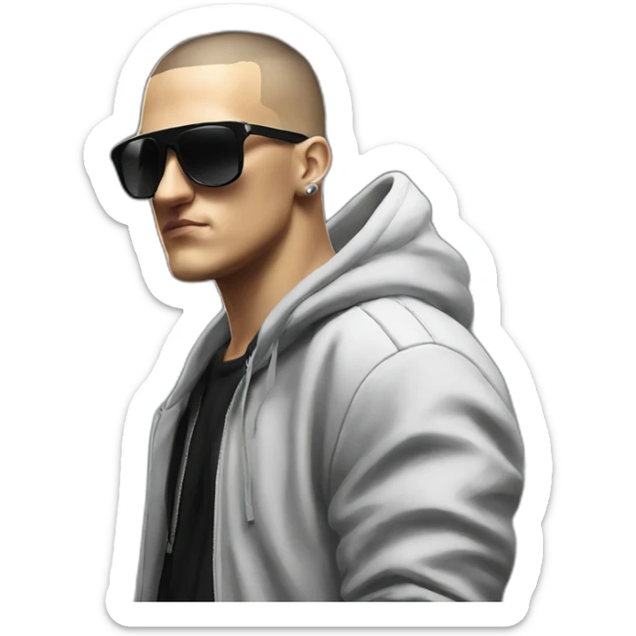 DJ Snake serious attitude wearing a BLACK hoodie showing a punch hand sticker