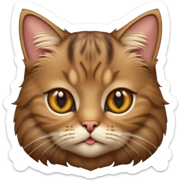 Persian brown tabby cat cute eyes low detail iOS emoji style sticker